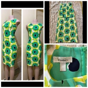 Dress Barn Green Floral Midi Dress.